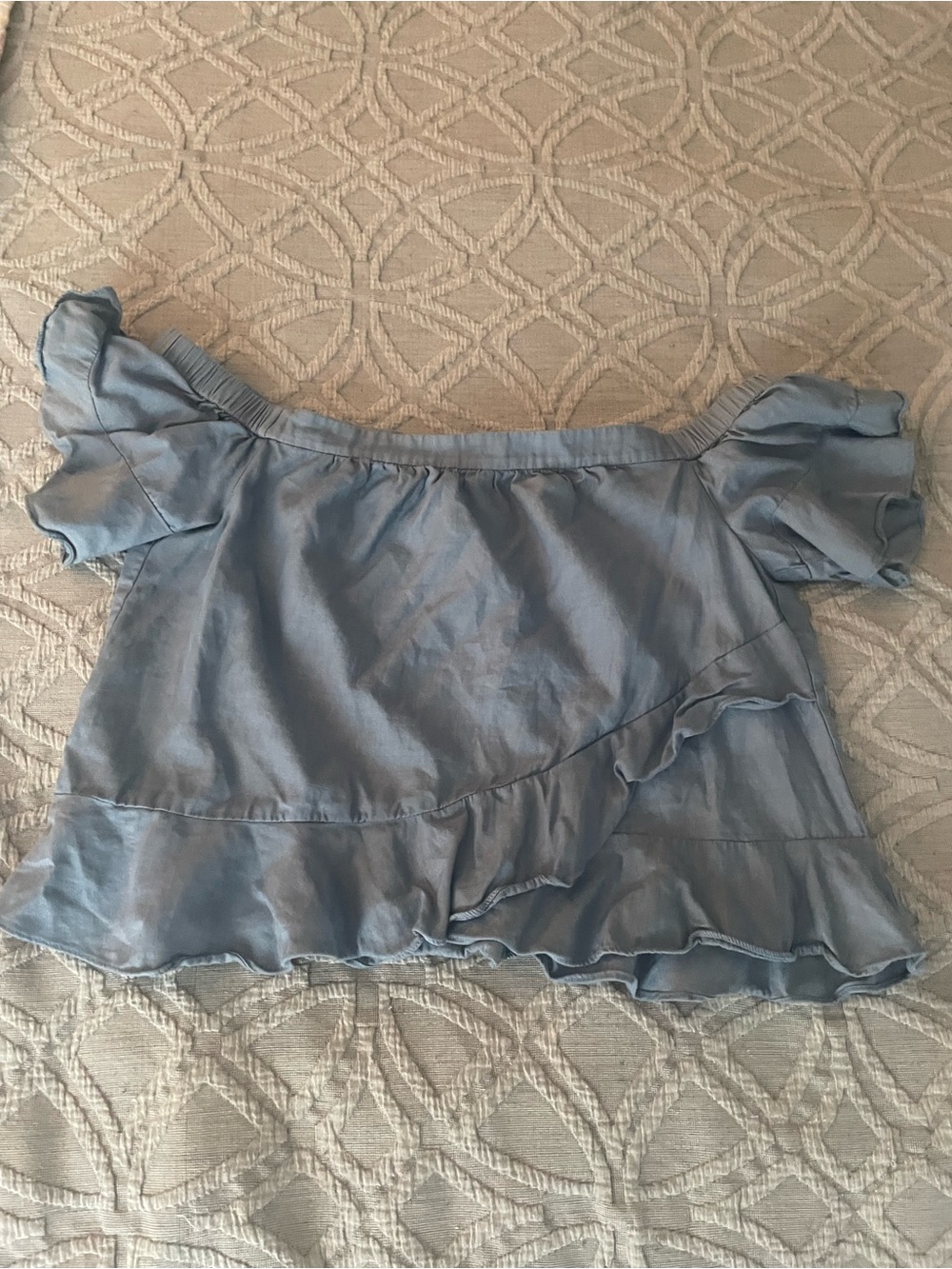 Light Blue Off-Shoulder Ruffle Women's Top